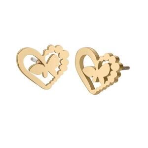 Stainless Steel Butterfly Heart Post Earrings